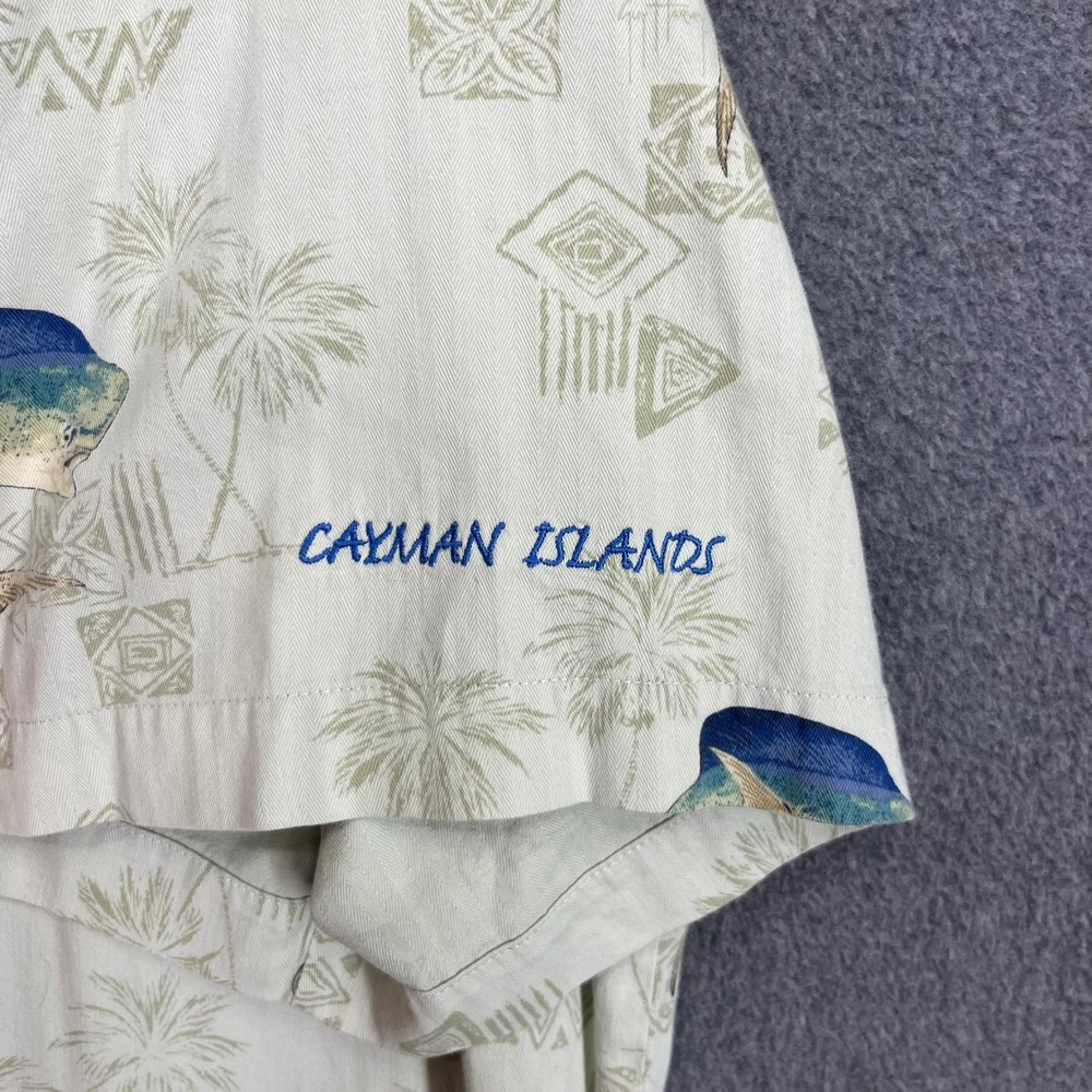 Guy Harvey Button Down Shirt Men 2X Cream Mahi Mahi Fish Tropical Cayman Islands - Picture 6 of 13
